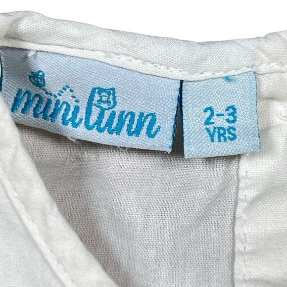 Mini Lunn Girls Butterfly Pintuck White Cotton Dress Embroidered 2 to 3 Years - Picture 10 of 10